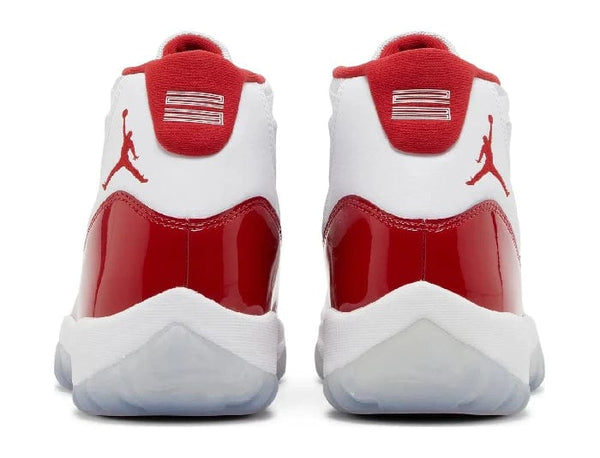 Air jordan 11 retro red sales and white