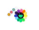 Load image into Gallery viewer, Takashi Murakami Plush Rainbow Flower Pin and Key Chain (Black) - Untied AU
